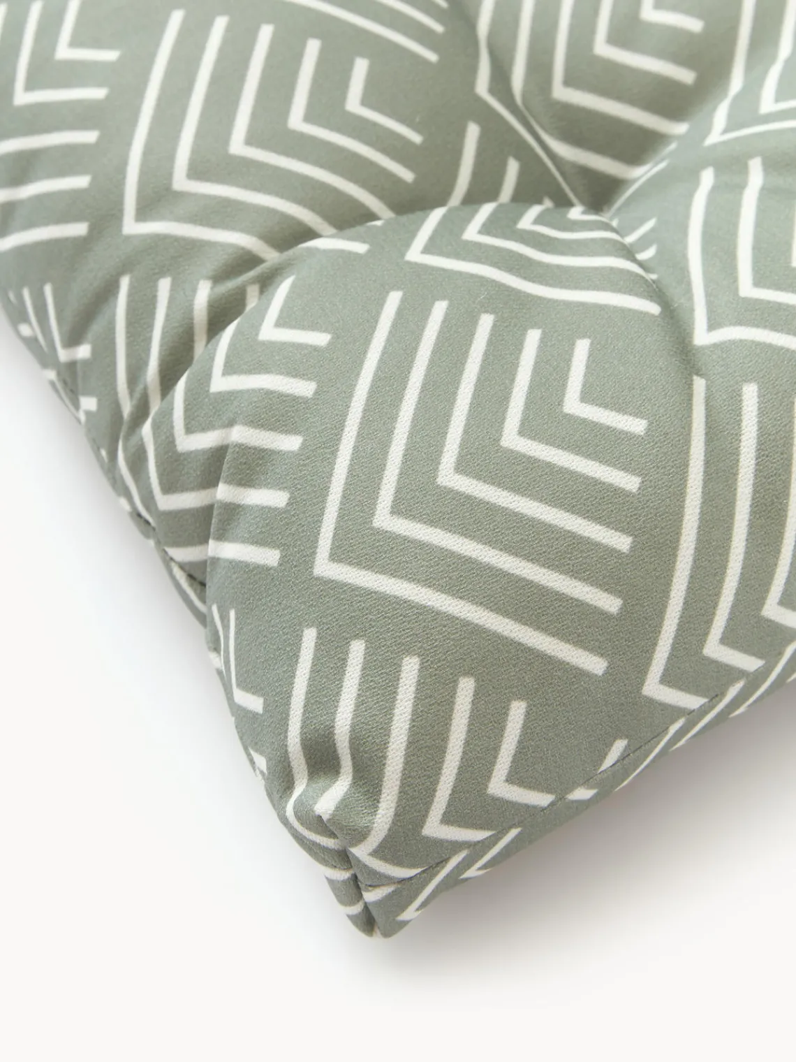 Mantas|Cojines Para Sillas>Westwing Collection Cojín de asiento de exterior con estampado gráfico Milano Verde oliva, blanco