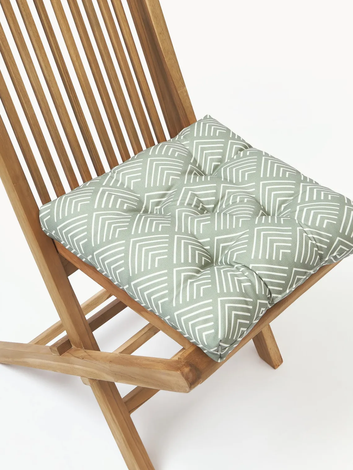 Mantas|Cojines Para Sillas>Westwing Collection Cojín de asiento de exterior con estampado gráfico Milano Verde oliva, blanco