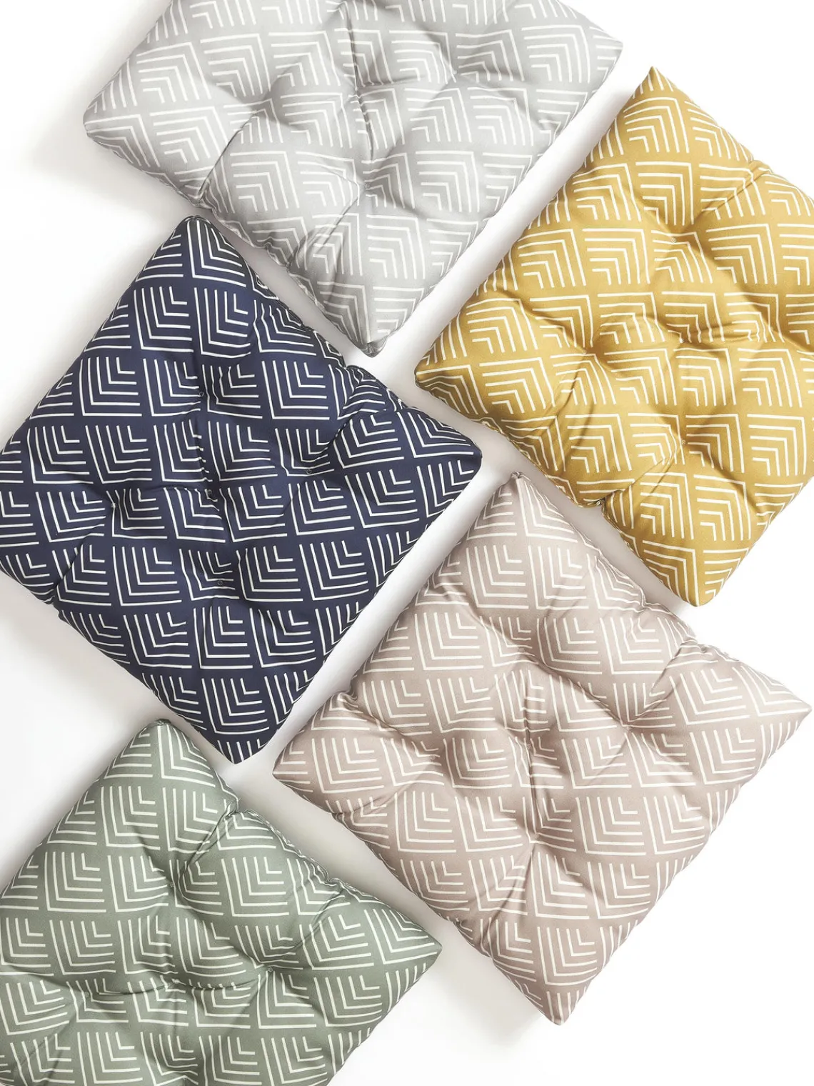 Mantas|Cojines Para Sillas>Westwing Collection Cojín de asiento de exterior con estampado gráfico Milano Verde oliva, blanco