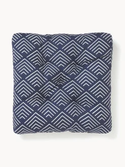 Mantas|Cojines Para Sillas>Westwing Collection Cojín de asiento de exterior con estampado gráfico Milano Azul oscuro, blanco