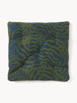 Mantas|Cojines Para Sillas>Westwing Collection Cojín de asiento para exterior estampado jacquard Ortun Verde oscuro, azul oscuro