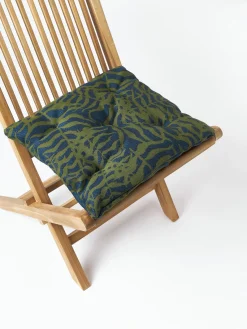 Mantas|Cojines Para Sillas></noscript>Westwing Collection Cojín de asiento para exterior estampado jacquard Ortun Verde oscuro, azul oscuro