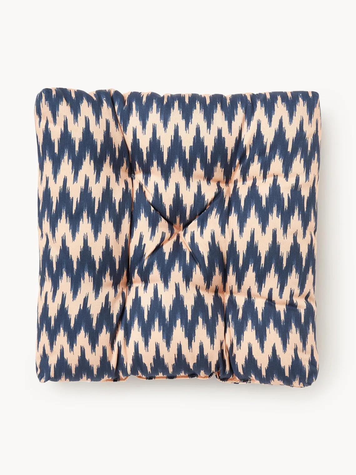 Mantas|Cojines Para Sillas>Westwing Collection Cojín de asiento para exterior con estampado ikat Maillot Azul oscuro, melocotón