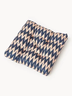 Mantas|Cojines Para Sillas>Westwing Collection Cojín de asiento para exterior con estampado ikat Maillot Azul oscuro, melocotón