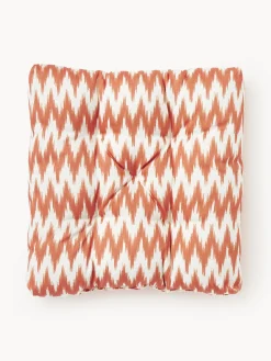 Cojines Para Sillas|Cojines Para Sillas De Jardín>Westwing Collection Cojín de asiento para exterior con estampado ikat Maillot Naranja, blanco Off White
