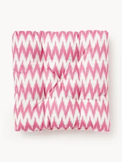 Mantas|Cojines Para Sillas>Westwing Collection Cojín de asiento para exterior con estampado ikat Maillot Rosa, blanco Off White