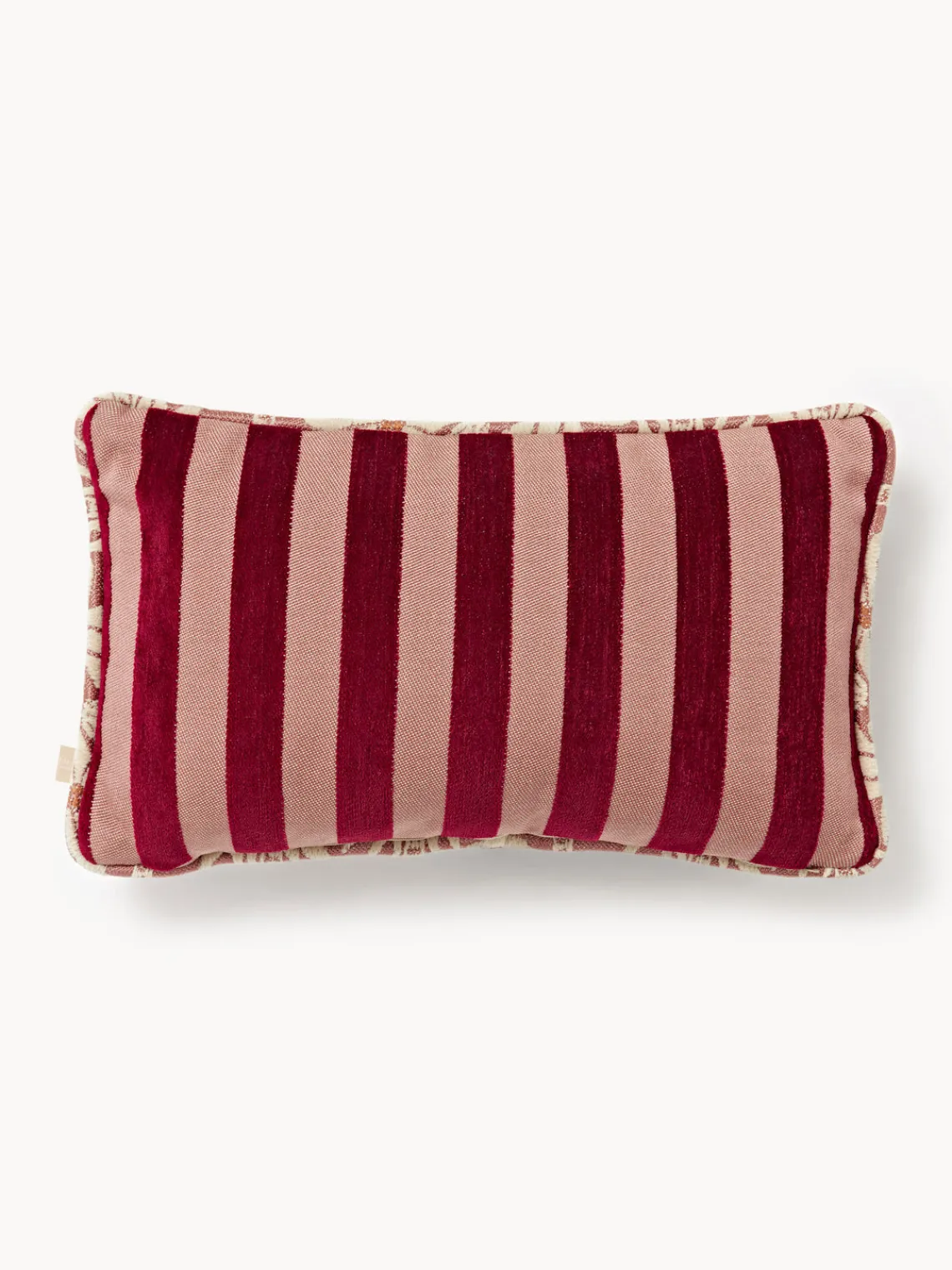 Cojines De Exterior|Cojines Decorativos>Palais Cojín de exterior reversible artesanal Laura & Jackie Blanco Off White, rosa oscuro, rojo vino