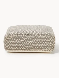 Mantas|Cojines Para Suelo Y Pufs>Westwing Collection Cojín de suelo para exterior con tejido estampado Suria Beige claro, blanco Off White