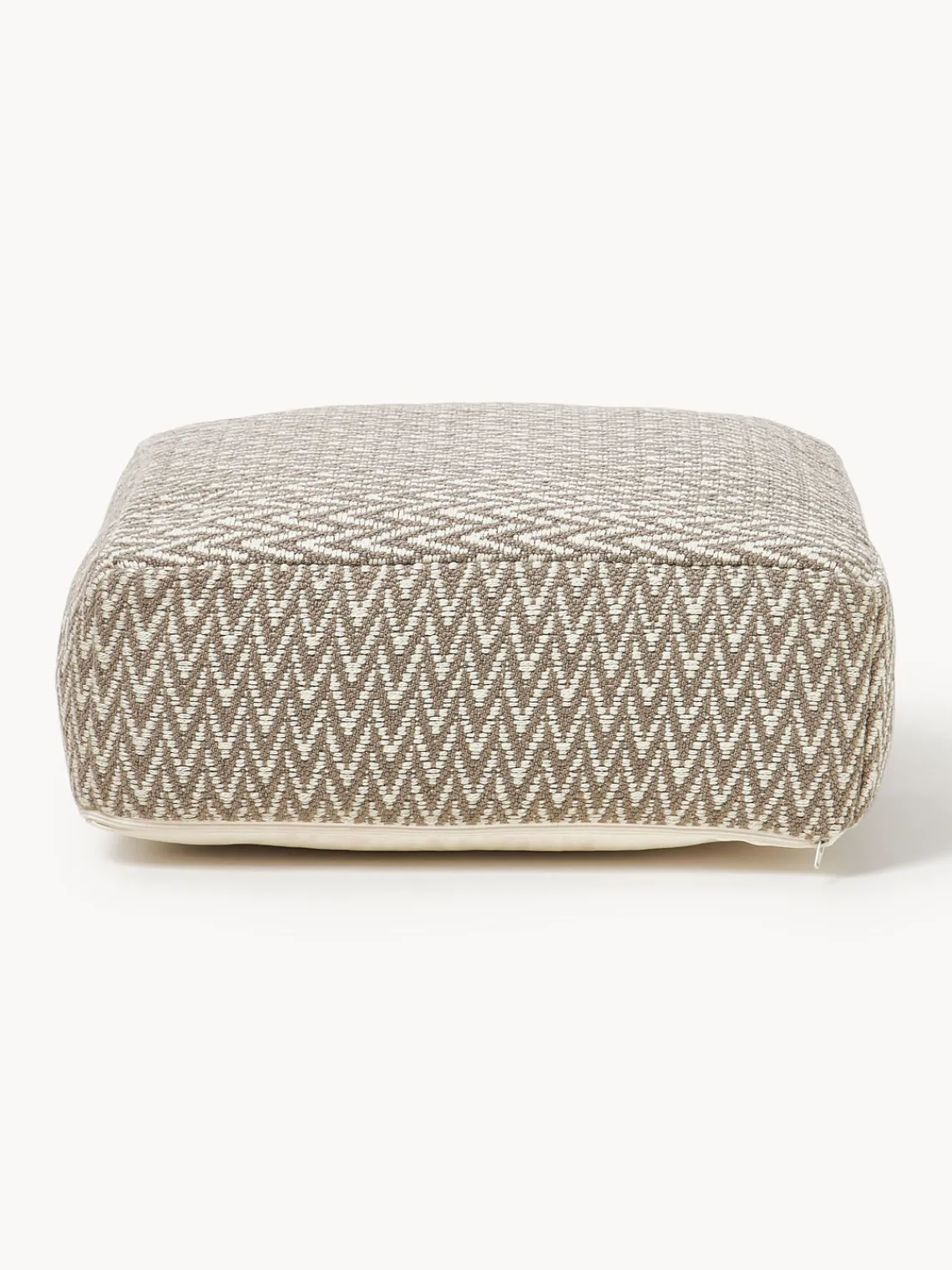 Mantas|Cojines Para Suelo Y Pufs>Westwing Collection Cojín de suelo para exterior con tejido estampado Suria Beige claro, blanco Off White