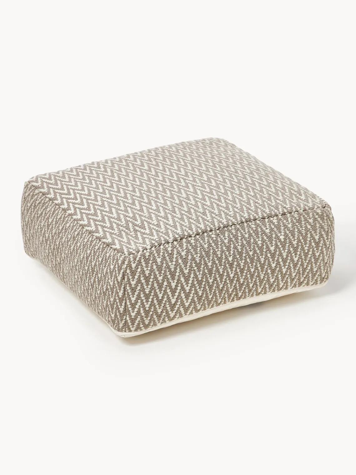 Mantas|Cojines Para Suelo Y Pufs>Westwing Collection Cojín de suelo para exterior con tejido estampado Suria Beige claro, blanco Off White