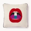 Cojines Decorativos|Mantas>Jonathan Adler Cojín decorativo artesanal de lana con motivo de labios Full Dose