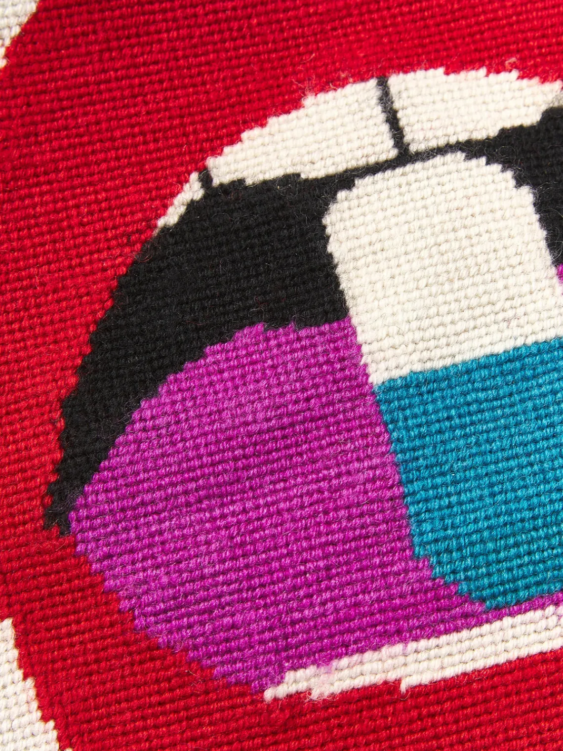 Cojines Decorativos|Mantas>Jonathan Adler Cojín decorativo artesanal de lana con motivo de labios Full Dose