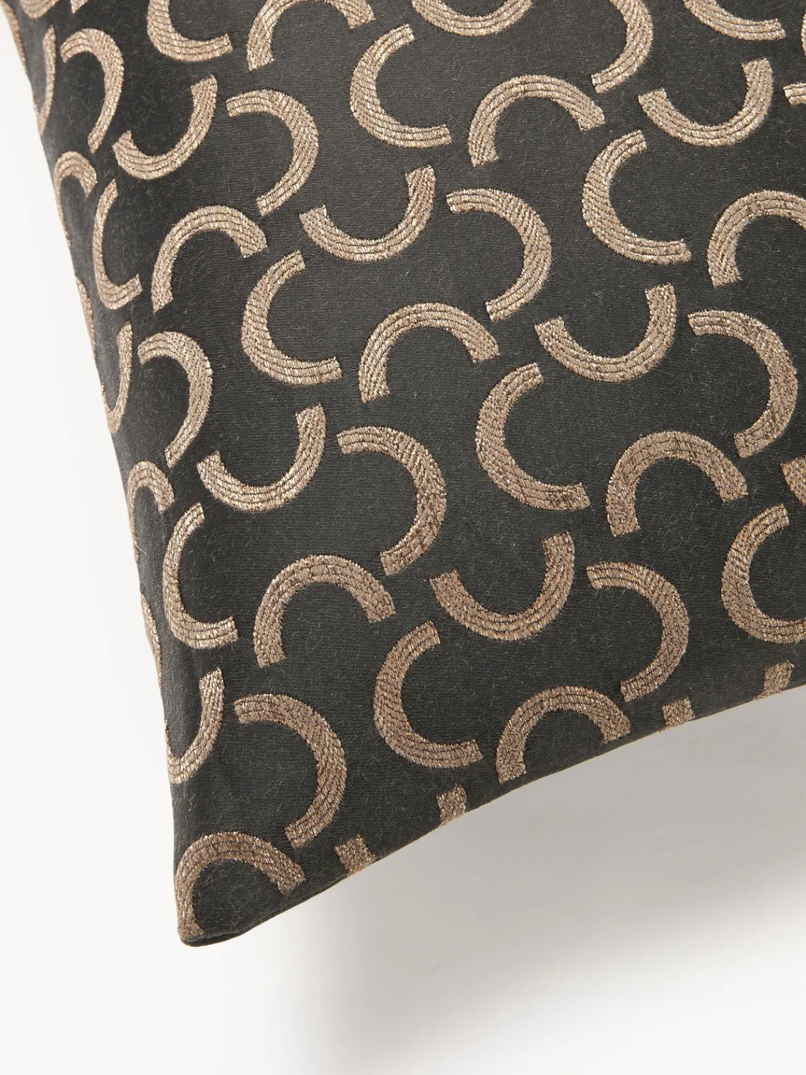 Cojines Decorativos|Mantas>Westwing Collection Cojín decorativo de diseño DEDAR Milano x Westwing Ronell Jacquard, Medialuna de Charbon