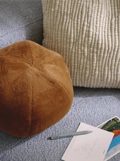 Sale Cojín decorativo redondo de piel sintética Ginny Mantas|Cojines Decorativos