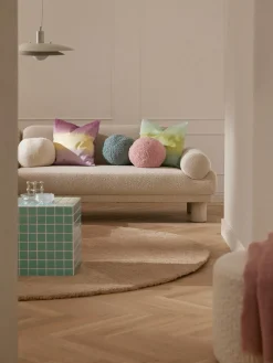 Cojines Decorativos|Mantas>Westwing Collection Cojín decorativo redondo de pelo sintético Ginny Blanco Off White