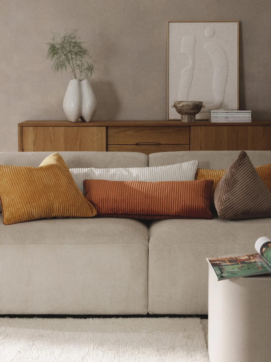 Clearance Cojín grande de pana Kylen Cojines Decorativos|Mantas