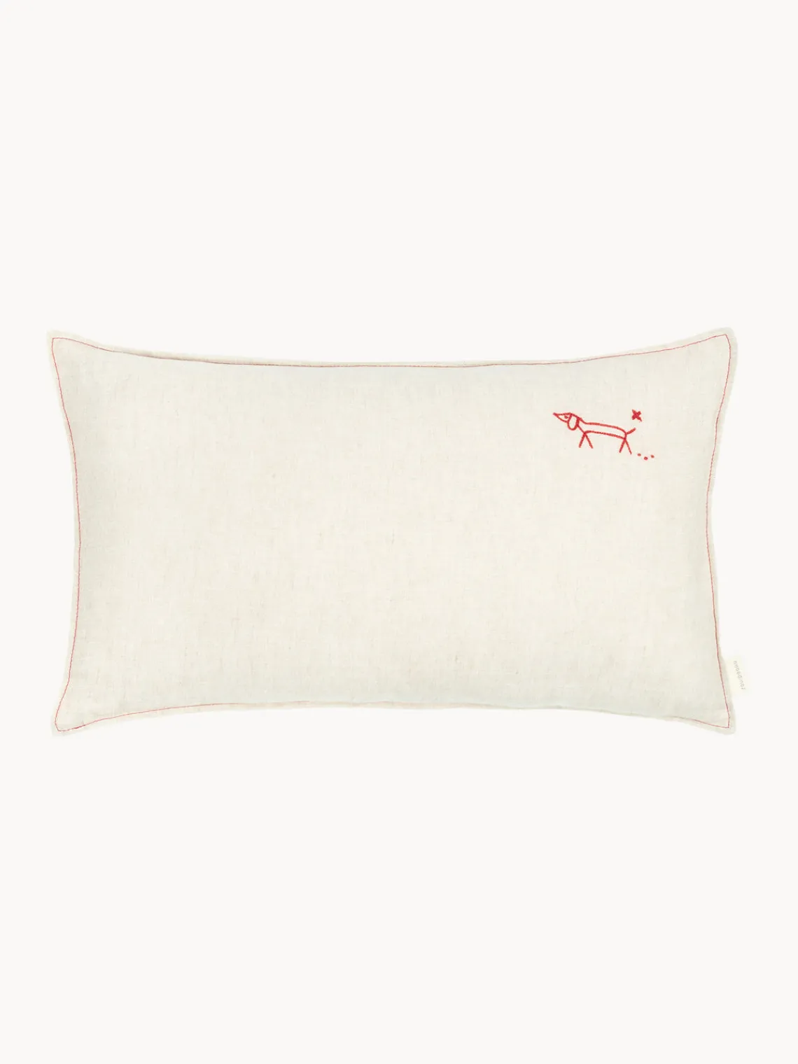 Decoración Infantil|Cojines Infantiles>Nobodinoz Cojín infantil de lino bordado L1N0 Beige claro, rojo