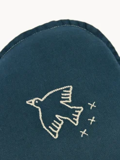 Decoración Infantil|Cojines Infantiles>Nobodinoz Cojín infantil de lino bordado L1N0 Gris azulado, blanco Off White