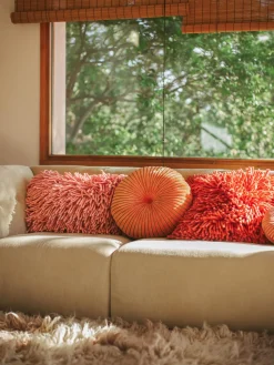 Best Cojín redondo artesanal de algodón Ripple, Ø 50 cm Mantas|Cojines Decorativos