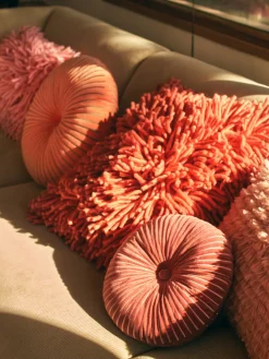 Mantas|Cojines Decorativos>HKLIVING Cojín redondo artesanal de algodón Ripple, Ø 35 cm