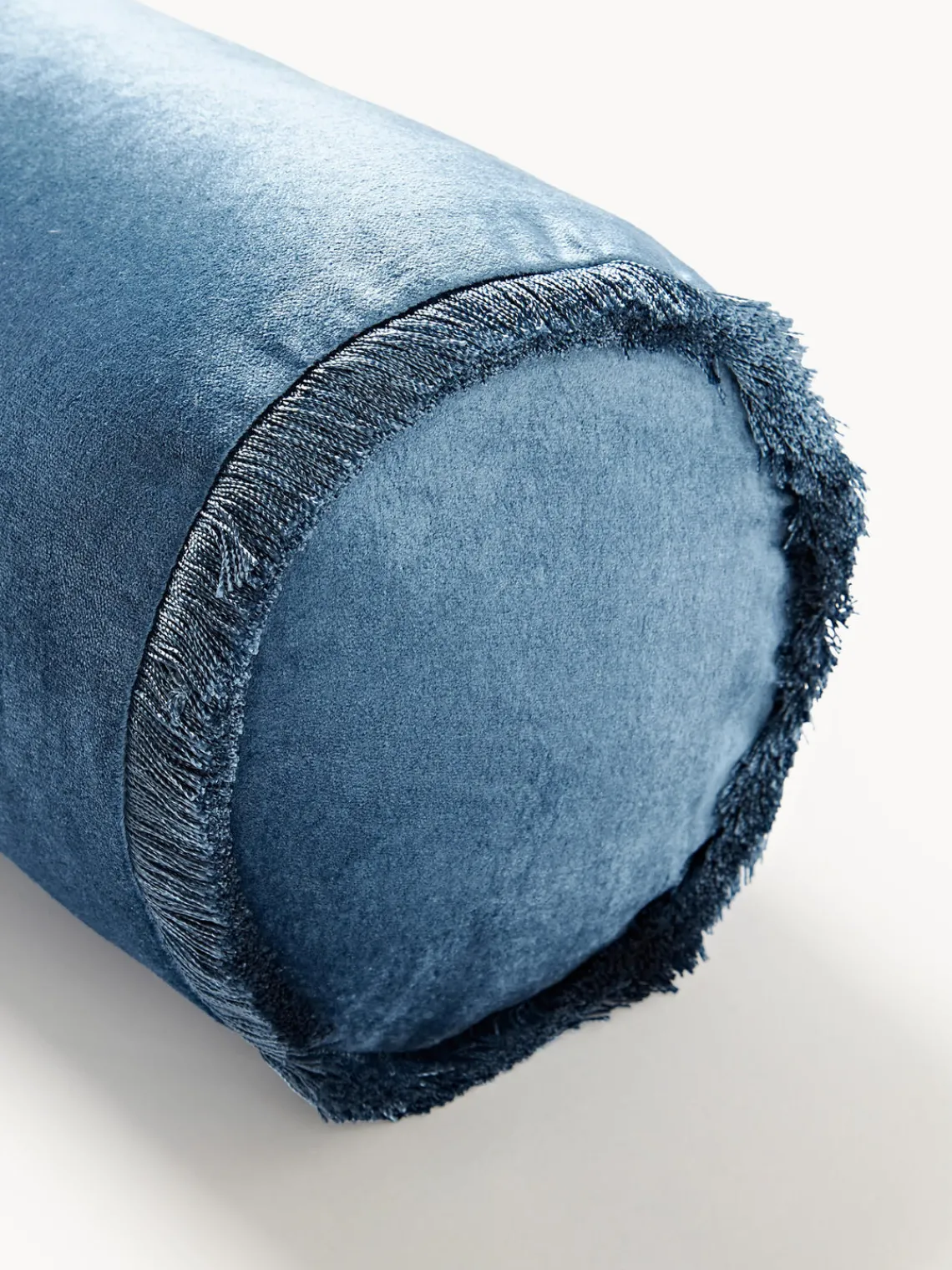 Mantas|Cojines Decorativos>Westwing Collection Cojín rulo co flecos Nikita Azul claro