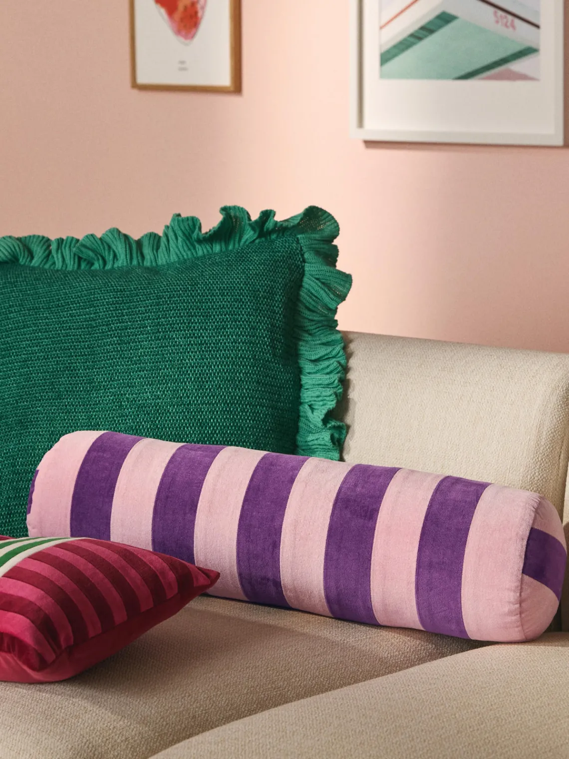 Hot Cojín rulo de terciopelo patchwork Remus Mantas|Cojines Decorativos