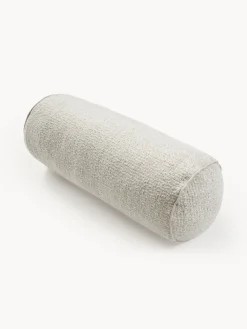 Cojín rulo en tejido bouclé con ribete Aya Mantas|Cojines Decorativos