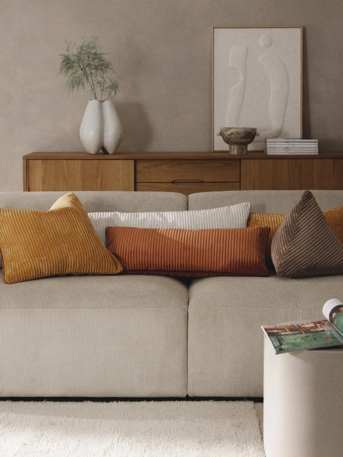 Discount Cojín triangular de pana Kylen Cojines Decorativos|Mantas