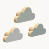 Colgadores de pared artesanales de madera de haya Cloud, 3 uds. Niños Decoración Infantil|Colgadores Y Estantes De Pared