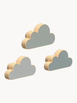 Colgadores de pared artesanales de madera de haya Cloud, 3 uds. Niños Decoración Infantil|Colgadores Y Estantes De Pared