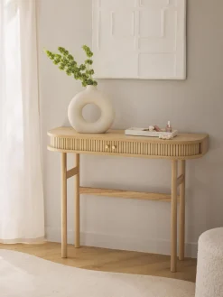 Mesas Consola|Consolas>Westwing Collection Consola con frente acanalado Calary Madera de roble