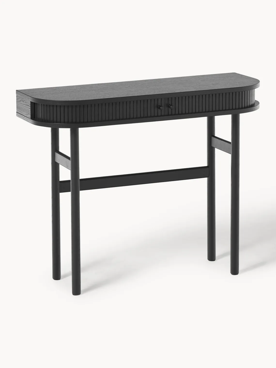 Mesas Consola|Consolas>Westwing Collection Consola con frente acanalado Calary Madera de roble lacada en negro