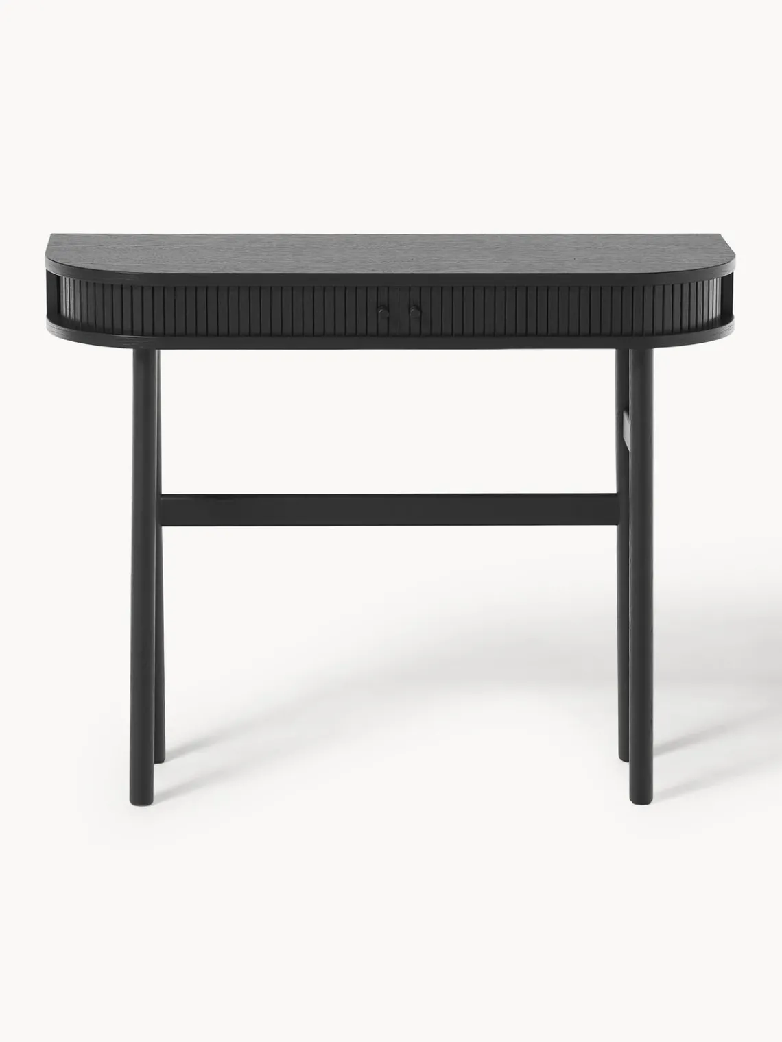 Mesas Consola|Consolas>Westwing Collection Consola con frente acanalado Calary Madera de roble lacada en negro