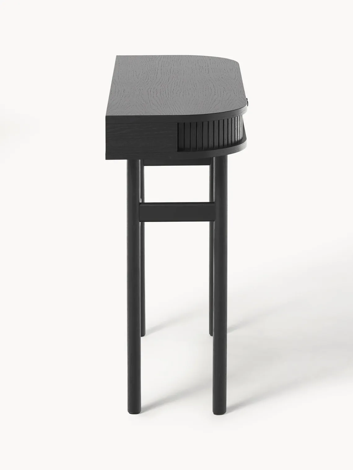 Mesas Consola|Consolas>Westwing Collection Consola con frente acanalado Calary Madera de roble lacada en negro