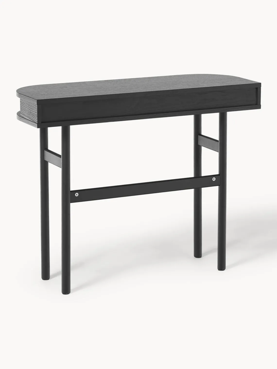 Mesas Consola|Consolas>Westwing Collection Consola con frente acanalado Calary Madera de roble lacada en negro