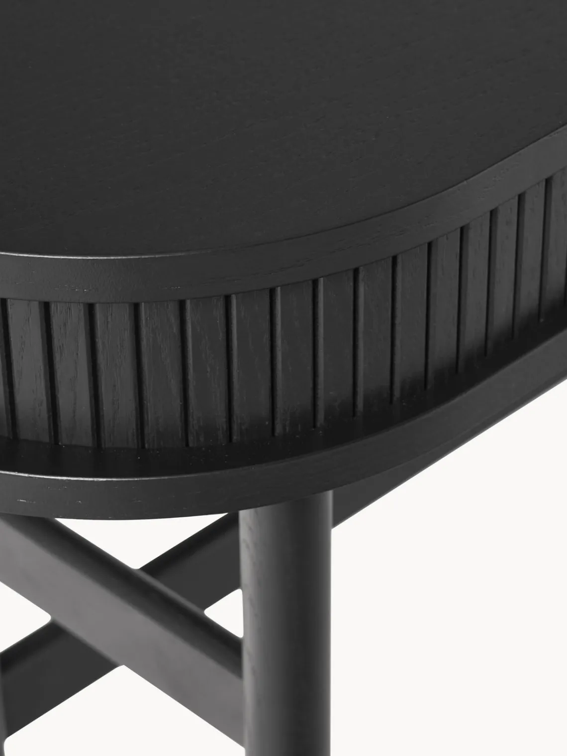 Mesas Consola|Consolas>Westwing Collection Consola con frente acanalado Calary Madera de roble lacada en negro