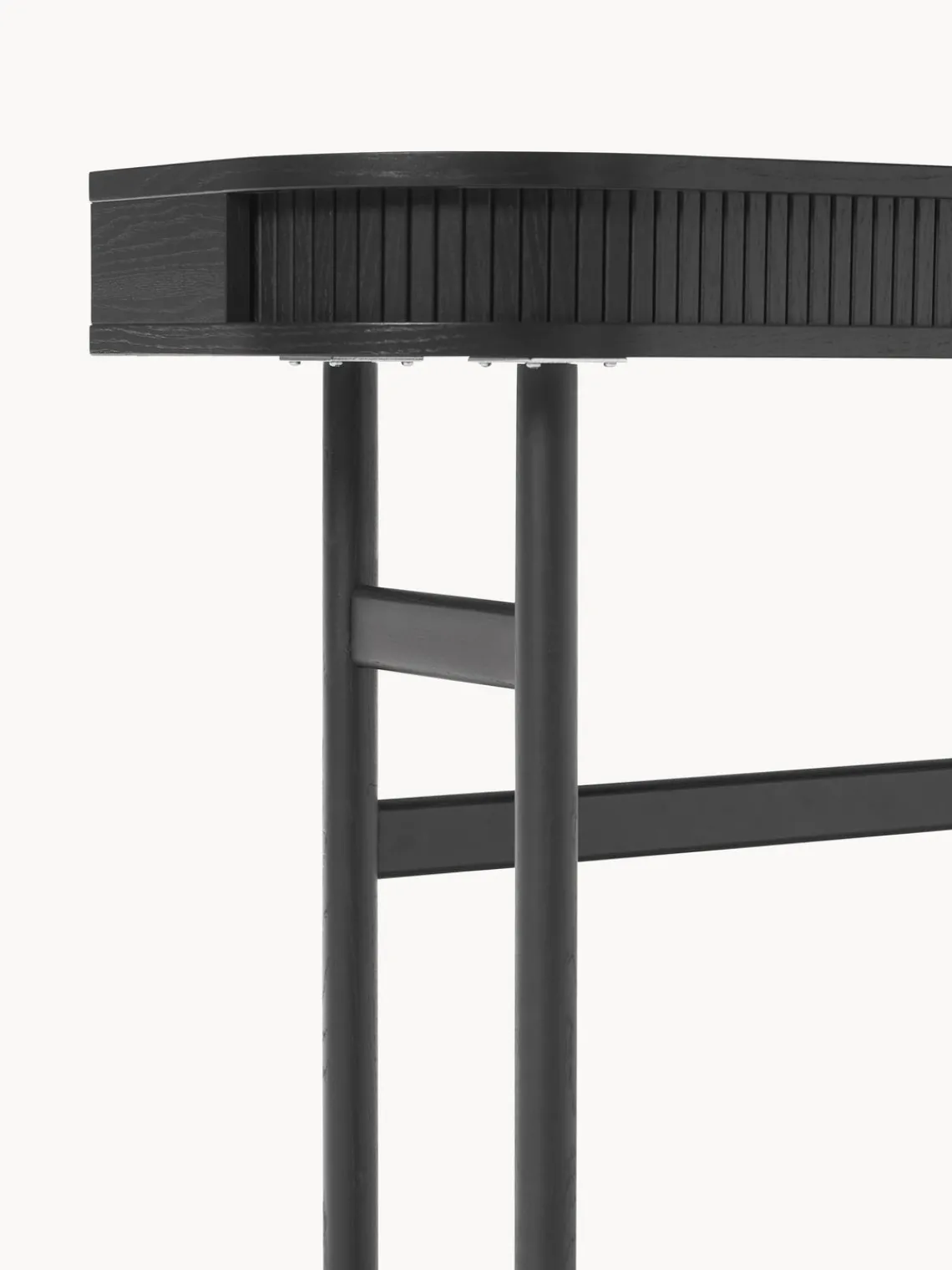 Mesas Consola|Consolas>Westwing Collection Consola con frente acanalado Calary Madera de roble lacada en negro