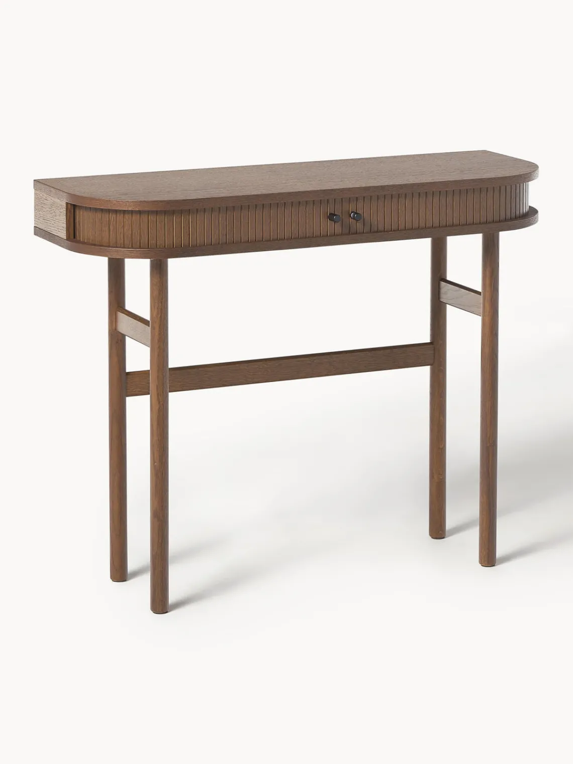 Mesas Consola|Consolas>Westwing Collection Consola con frente acanalado Calary Madera de roble lacada en marrón oscuro