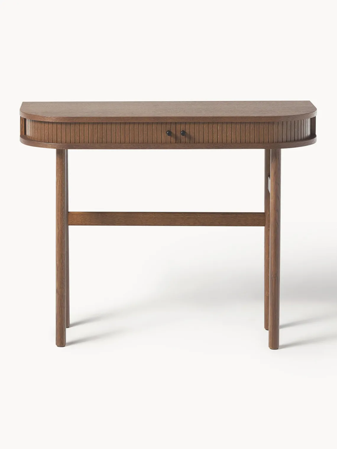 Mesas Consola|Consolas>Westwing Collection Consola con frente acanalado Calary Madera de roble lacada en marrón oscuro