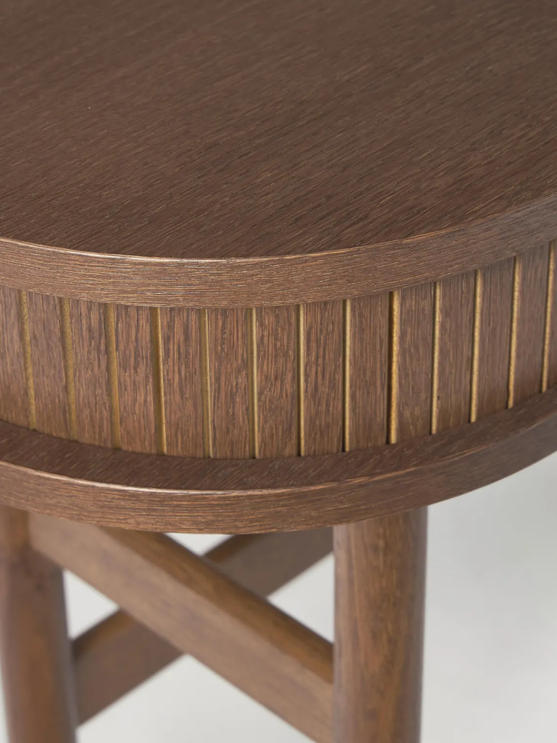 Mesas Consola|Consolas>Westwing Collection Consola con frente acanalado Calary Madera de roble lacada en marrón oscuro