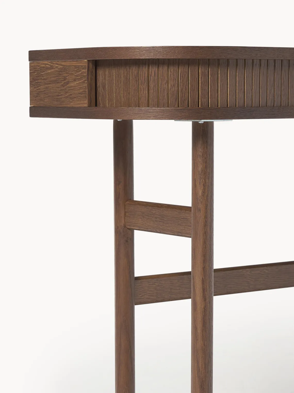 Mesas Consola|Consolas>Westwing Collection Consola con frente acanalado Calary Madera de roble lacada en marrón oscuro