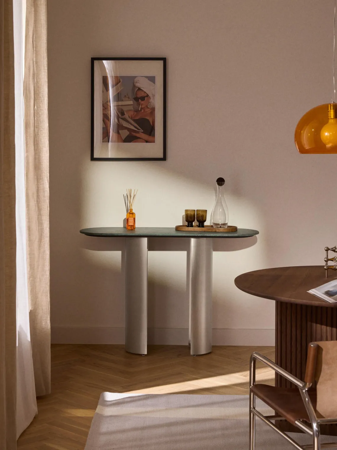 Mesas Consola|Consolas>Westwing Collection Consola con tablero de mármol Noam Mármol verde oscuro