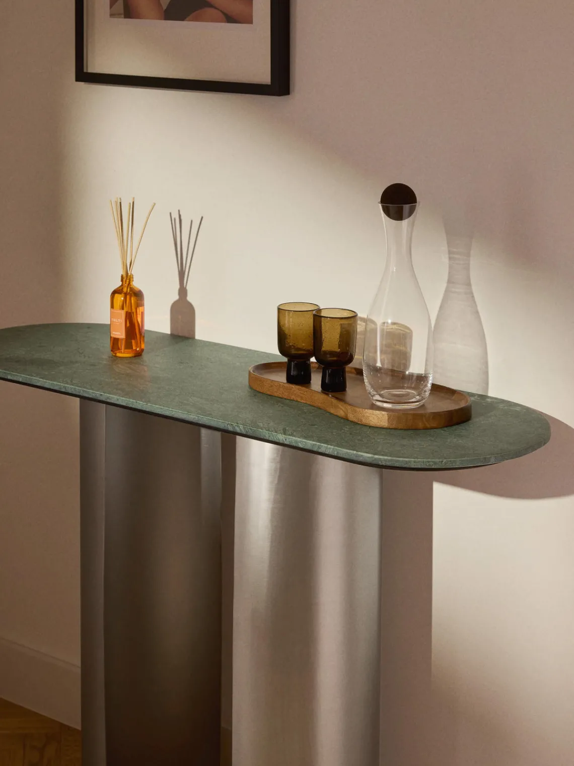 Mesas Consola|Consolas>Westwing Collection Consola con tablero de mármol Noam Mármol verde oscuro