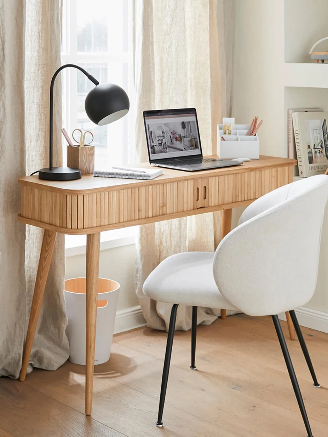 Online Consola de madera con puertas enrollables y frente acanalado Barbier Mesas Consola|Consolas