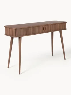 Mesas Consola|Consolas>Zuiver Consola de madera con puertas enrollables y frente acanalado Barbier Madera de nogal