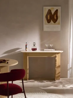 Mesas Consola|Consolas>Westwing Collection Consola de madera con tablero de travertino y cajón Zumi Madera de roble, travertino tonos beige