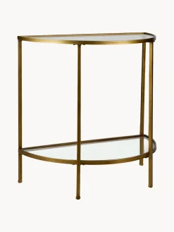 Mesas Consola|Consolas> Consola de recibidor semicircular de vidrio con acabado envejecido Goddess