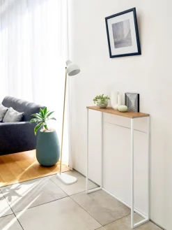 Best Consola estrecha de metal con ganchos Tower Mesas Consola|Consolas