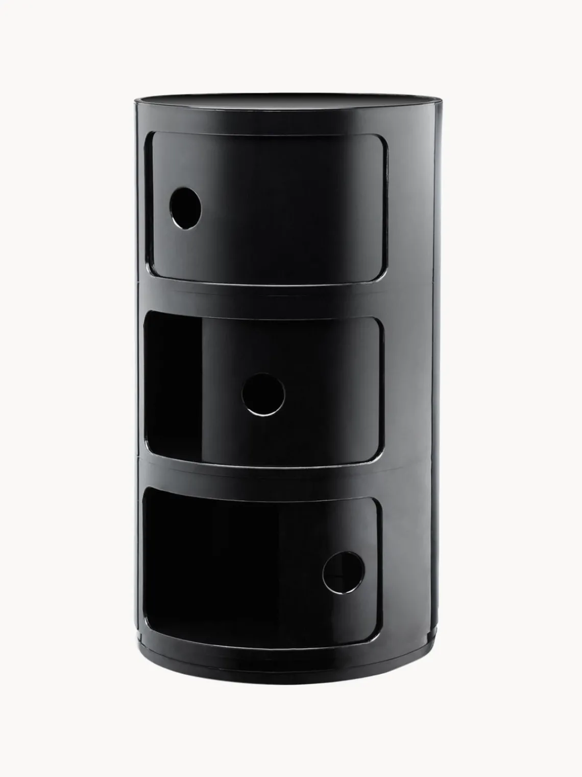 Cajoneras|Mesas Auxiliares>Kartell Contenedor de diseño Componibili, 3 módulos Negro brillante