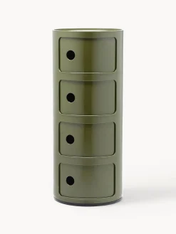 Cajoneras|Mesas Auxiliares>Kartell Contenedor de diseño Componibili, 4 módulos Verde oliva brillante